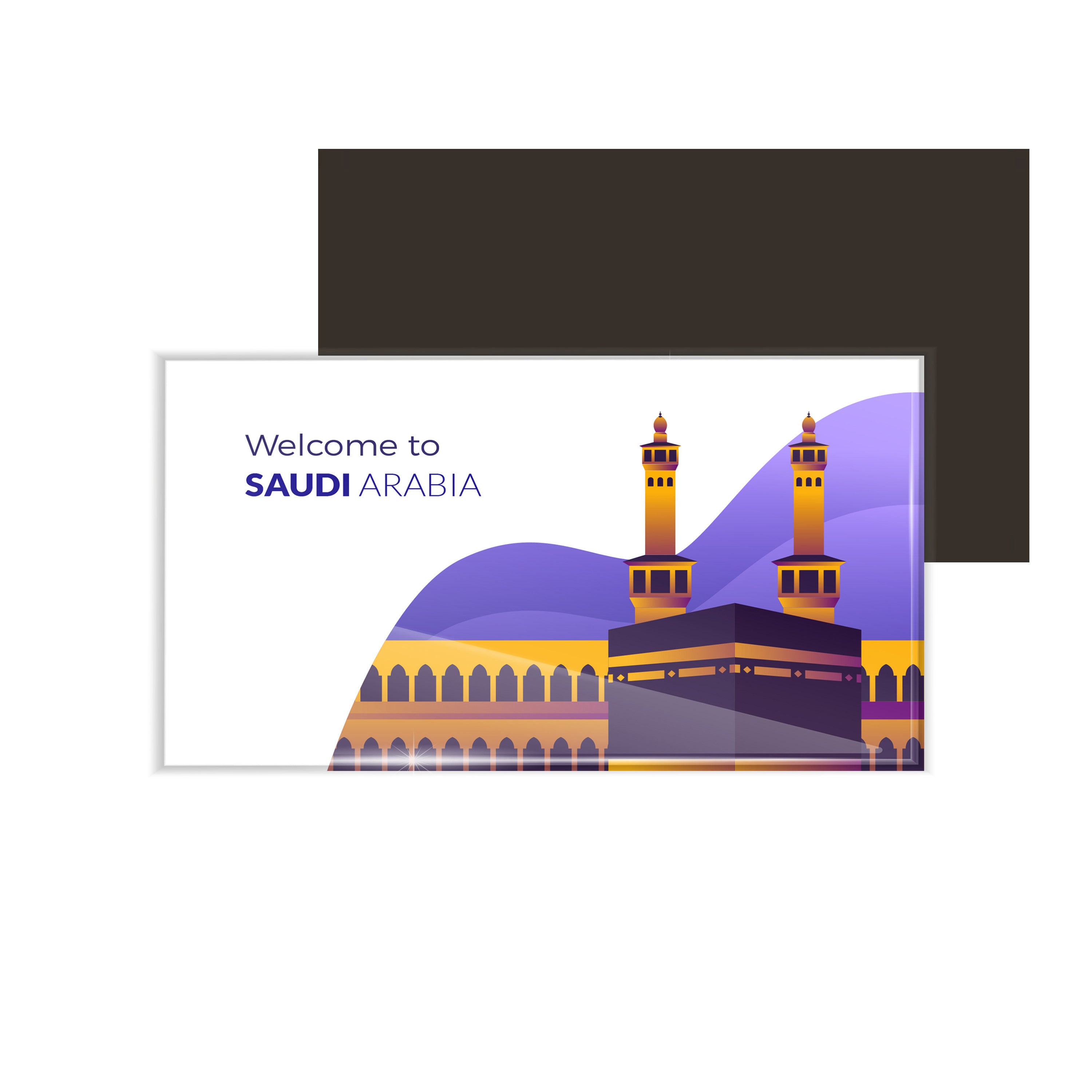 dhcrafts Fridge Magnet Rectangle Acrylic Glass (8.6 x 5.4 cm) Multicolor Travel Saudi Arabia Design Pack of 1